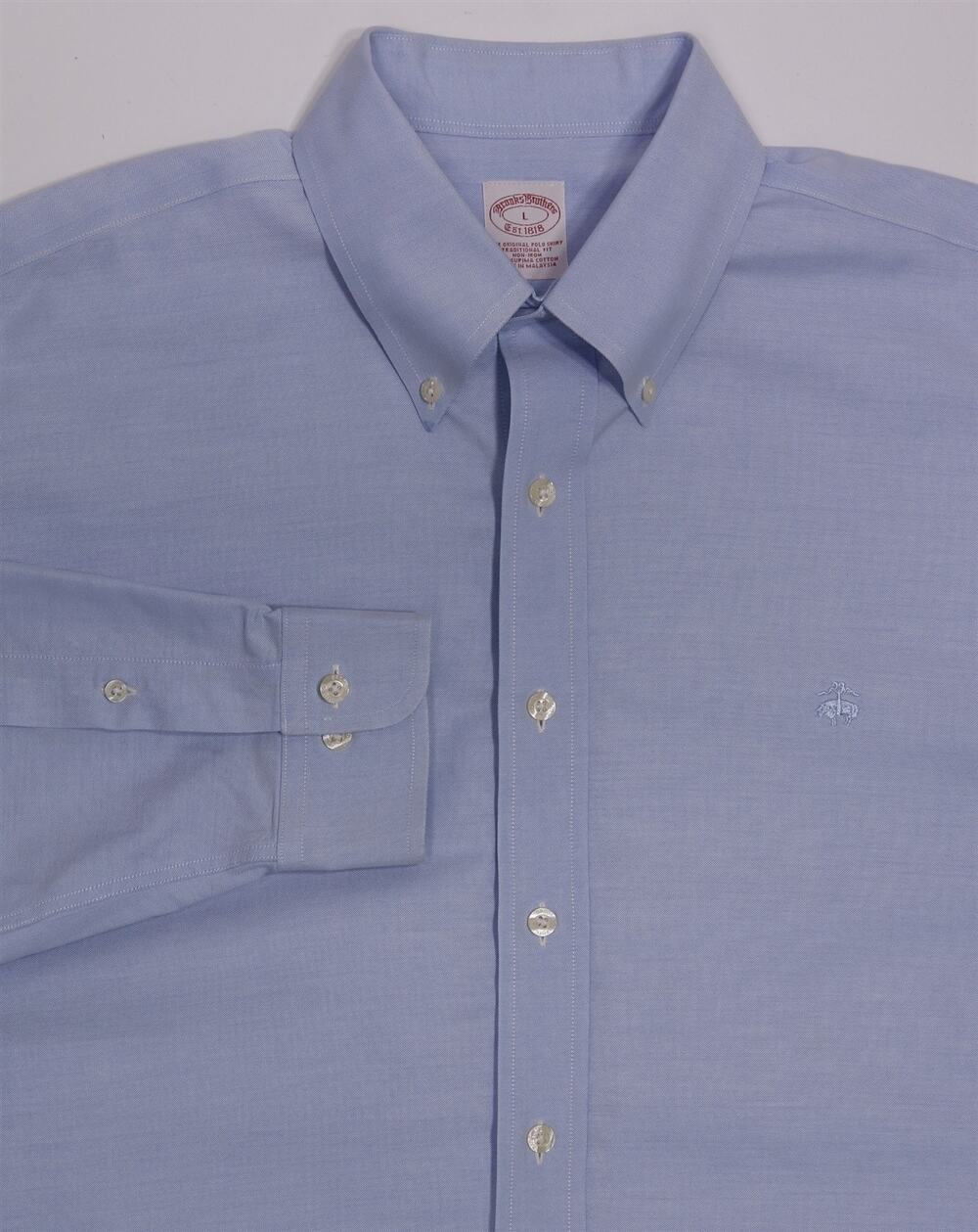 Brooks Brothers 1818 Light Blue Non-Iron Tradational Fit Button-Up Shirt Large